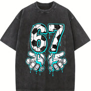 67 Soccer Vintage Washed T-Shirt in Black