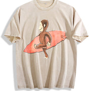 Curious Georgee Surfing Vintage Washed T-Shirt in Beige