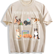 Speech Pathology Dogs Vintage Washed T-Shirt in Beige