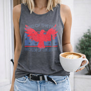 USA Land of the Free Because of the Brave Women's Color Cotton Tank Top in Gray