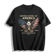 Retro 250th Anniversary of the United States Cotton T-Shirt in Black