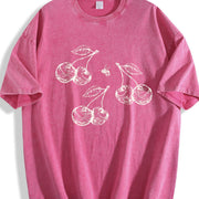 Cherries 90s Retro ® Y2k Cherry Vintage Washed T-Shirt in Red
