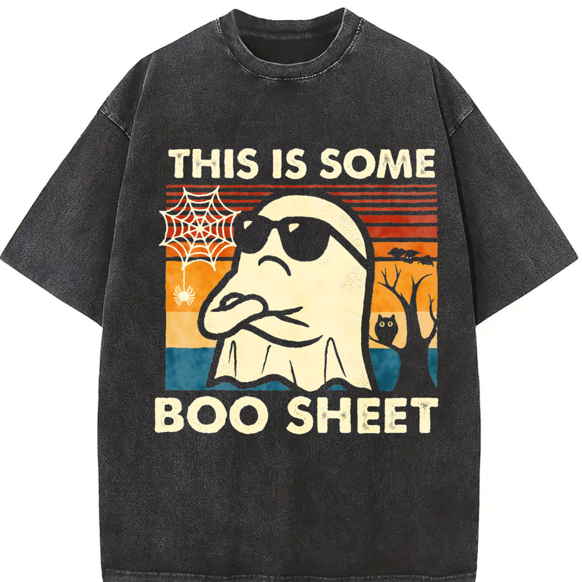 This Is Some Boo Sheet Ghost vintage washed oversized T-shirt in Black