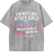 I'm NOT LIKE OTHER Anxiety T Vintage Washed T-Shirt in Gray