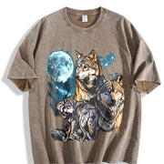Three Wolves Moon 90s Vintage Washed T-Shirt in Brown