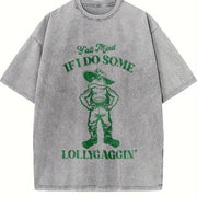 Y'all Mind If I Do Some Lollygaggin' Retro Farmer Frog 90s Vintage Washed T-Shirt in Gray
