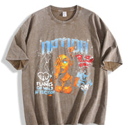 Nation Retro Pinup Vintage Washed T-Shirt in Brown
