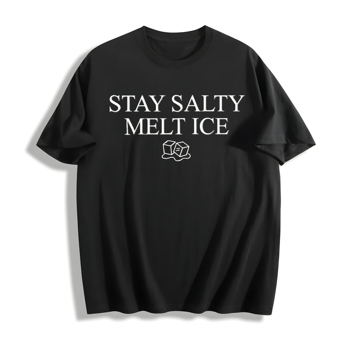 No Ice Stay Salty Melt ICE Cotton T-Shirt in Black