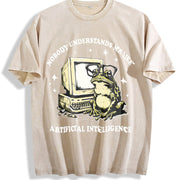 Popular AI Frog Vintage Washed T-Shirt in Beige
