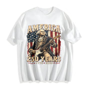 George Washington Guitar USA 250 Years of Freedom Cotton T-Shirt in White
