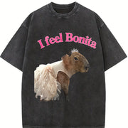 Princess Capy - I feel Bonita - Sparkly and Cute - vintage washed oversized T-shirt in Black