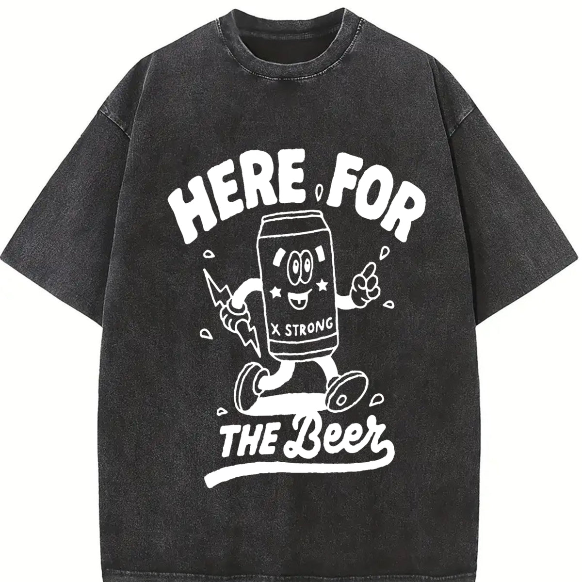 1 Pcs Heavy Adorable Vintage Washed T-Shirt in Black