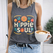 Hippie Soul Women's Color Cotton Tank Top in Gray