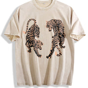 Tiger Blouse Vintage Washed T-Shirt in Beige