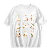 Cute Goose Crocheting Cotton T-Shirt in White