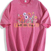 GOD IS GOOD Floral 1pc Vintage Washed T-Shirt in Red