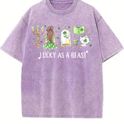 St. Patrick’s Day Lucky As Vintage Washed T-Shirt in Purple