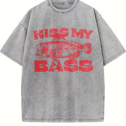 Kiss My Bass Style Fishing vintage washed oversized T-shirt in Gray