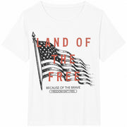 USA Land of the Free Because of the Brave Cotton T-Shirt in White