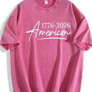 USA 1776-2026: Patriotic 250th Anniversary Independence Vintage Washed T-Shirt in Red