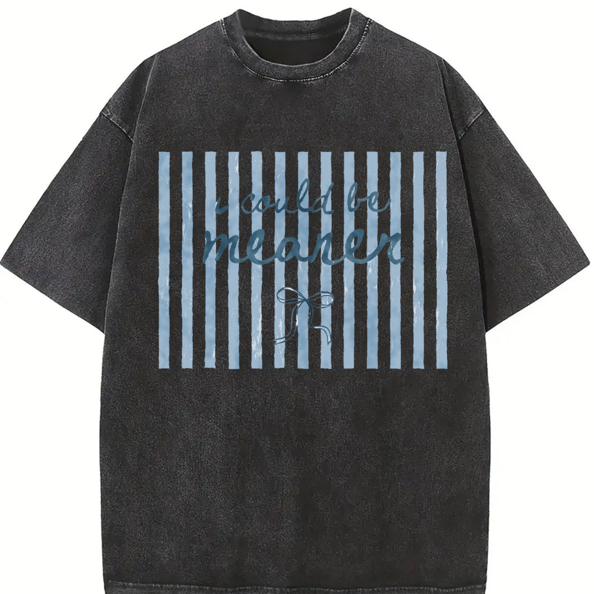 I Could Be Meaner Bow Vintage Washed T-Shirt in Black
