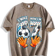 I Was 6 Now I'm 7 Soccer Vintage Washed T-Shirt in Brown