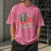 Father's Day Skull Fries Vintage Washed T-Shirt in Red