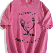 Chicken Short-sleeve Vintage Washed T-Shirt in Red