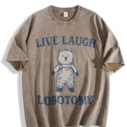 Live Laugh Lobotomy Vintage Washed T-Shirt in Brown