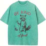 Be Kind Of Feral Racoon 100 Percent Mental Health vintage washed oversized T-shirt in Blue