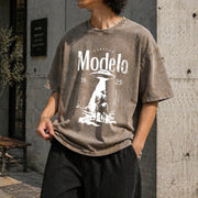 Modelo Beer Vintage Washed T-Shirt in Brown