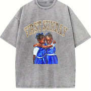 First Sunday Friendship Vintage Washed T-Shirt in Gray
