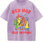 Red Hot Silly Peppers Vintage Washed T-Shirt in Purple