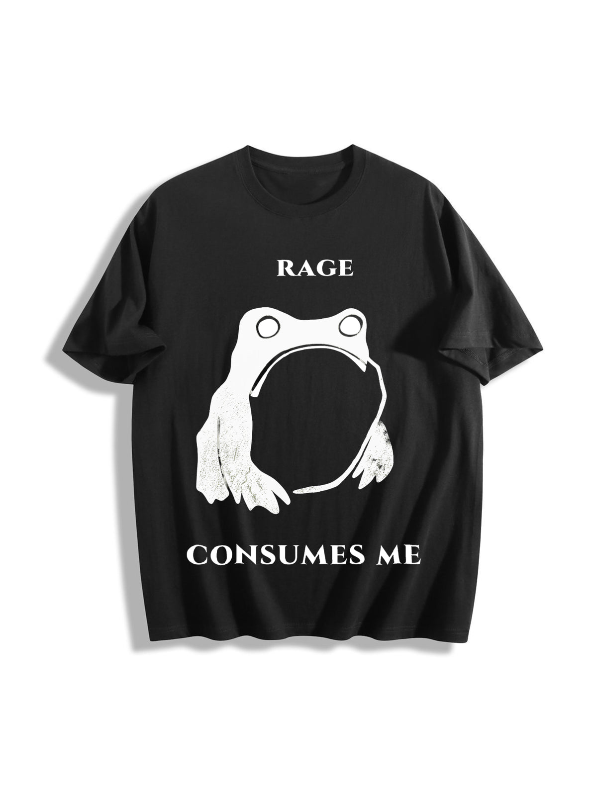 Rage Consumes Me Frog Cotton T-Shirt in Black