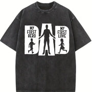 My First Hero My First Love Dad Vintage Washed T-Shirt in Black