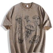Jellyfish 90s Tattoo Vintage Washed T-Shirt in Brown