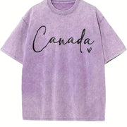 Letter Canada for Spring Vintage Washed T-Shirt in Purple