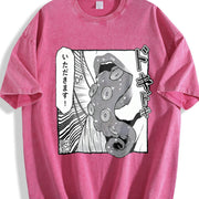 Japanese Anime Tentacle Sleeveless Tank Vintage Washed T-Shirt in Red