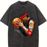AI The Answer 90's Basketball Style vintage washed oversized T-shirt in Black