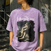 Literally Me Wolf Meme Vintage Washed T-Shirt in Purple