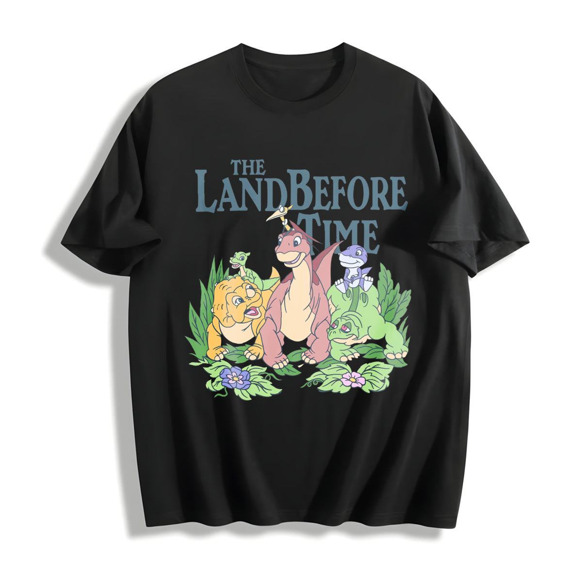 The Land Before Time Pastel Dinosaur Friends Cotton T-Shirt in Black