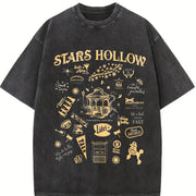 Gilmore-inspired Coffee Vintage Washed T-Shirt in Black