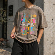 I Love My Job for All the Little Reasons Vintage Washed T-Shirt in Brown