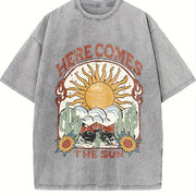Loose Basic Alphabets Vintage Washed T-Shirt in Gray