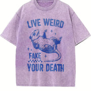 Retro Sarcastic Possum 90s Vintage Washed T-Shirt in Purple
