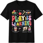 Play Is Learning Cotton T-Shirt in Black