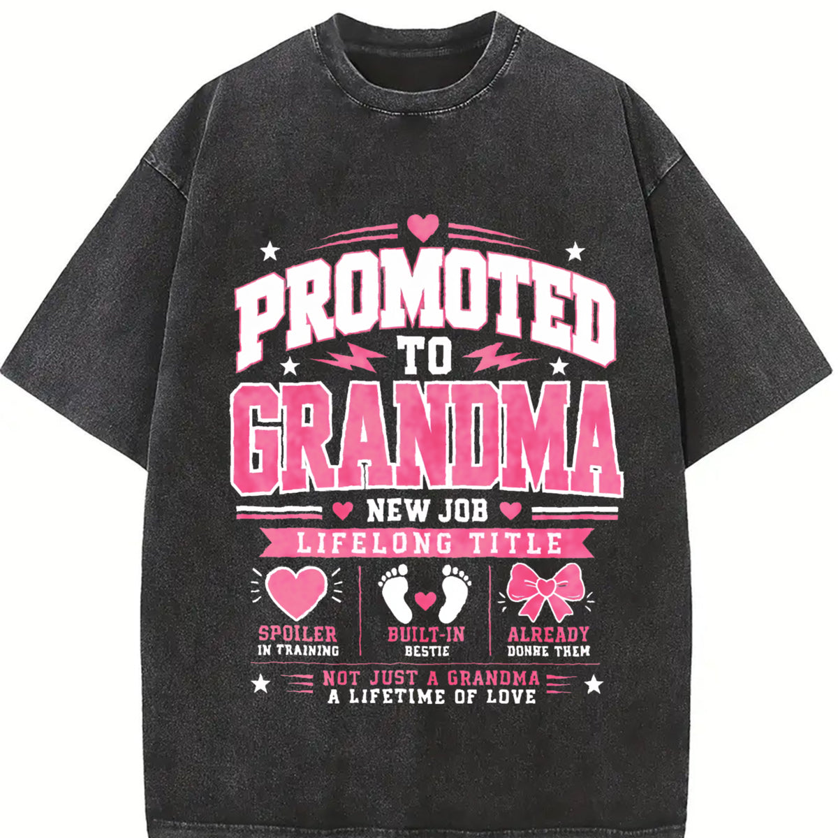 Promoted to Grandma Vintage Washed T-Shirt in Black