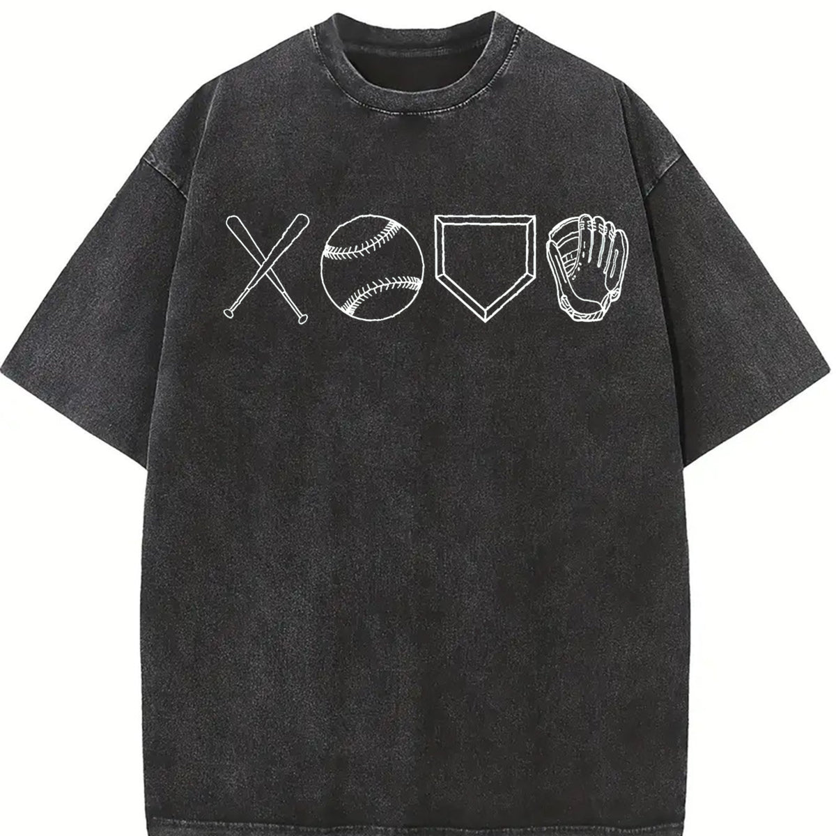 Baseball Tis the Season Baseball Mom Baseball Game Day Vintage Washed T-Shirt in Black