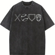 Baseball Tis the Season Baseball Mom Baseball Game Day Vintage Washed T-Shirt in Black