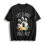 DOGS HELP Cotton T-Shirt in Black